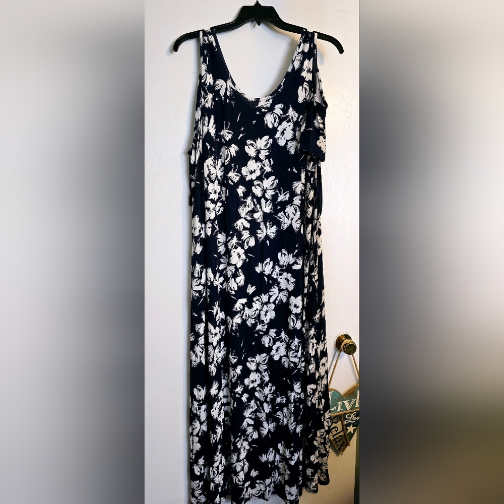 Floral Black and White Dress